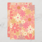 Groovy 60s Partij Roze Floral Birthday Kaart (Voorkant / Achterkant)