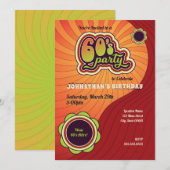 Groovy 60's Party Invitation Kaart (Voorkant / Achterkant)