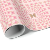 Groovy 60's Peace Butterfly Perspective on roze Cadeaupapier (Rol Hoek)