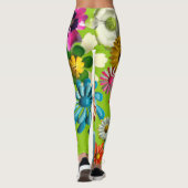 Groovy 60s Retro MOD Kleurrijke Hippie Daisy Bloem Leggings (Achterkant)