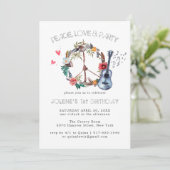 Groovy 60s Themed Birthday Party Boho Invitation (Staand voorkant)