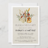 Groovy 60s Themed Birthday Party Boho Invitation (Voorkant)