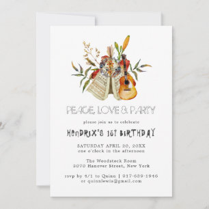 Groovy 60s Themed Birthday Party Boho Invitation