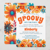 Groovy 60's Vibe Floral Retro Verjaardag Kaart (Voorkant / Achterkant)