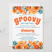 Groovy 60's Vibe Floral Retro Verjaardag Kaart (Voorkant)