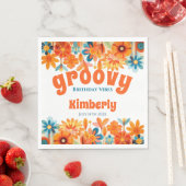 Groovy 60's Vibe Floral Retro Verjaardag Servet (Insitu)