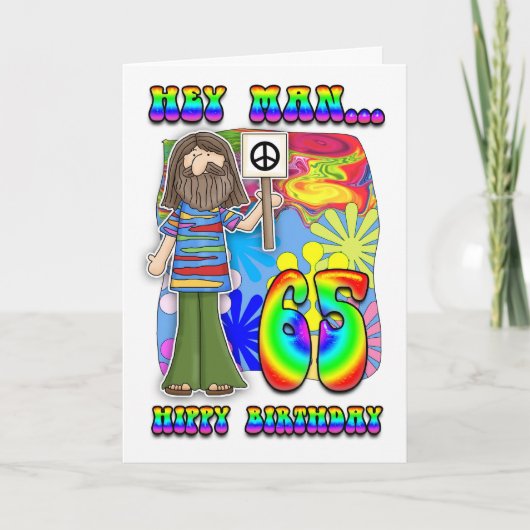 Groovy 65e verjaardag - Hippy verjaardag Kaart (Voorkant)