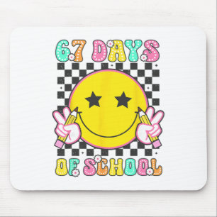 Groovy 67 dagen naar school Smile Face Leraar Kind Muismat