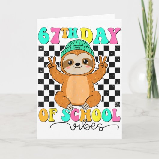 Groovy 67 Days Of School Funny 67 Students Peace S Kaart (Voorkant)