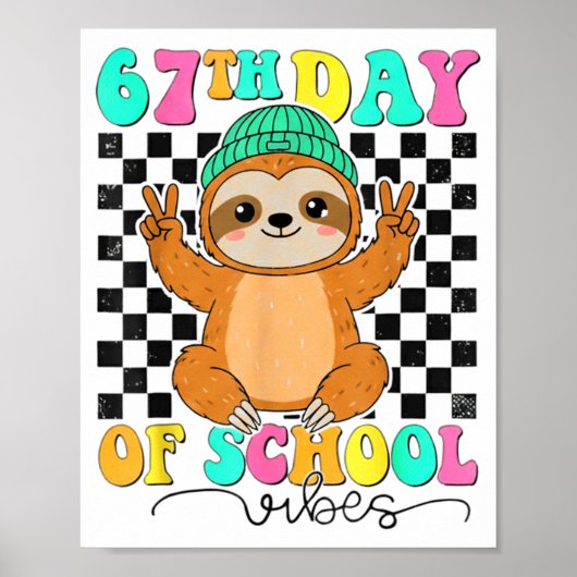 Groovy 67 Days Of School Funny 67 Students Peace S Poster (Voorkant)