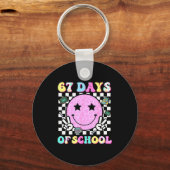 Groovy 67 Days Of School Smile Face Teacher Kids W Sleutelhanger (Voorkant)