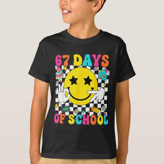 Groovy 67th Day Of School 67 Meme Teacher Boy Girl T-shirt (Voorkant)