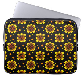 Groovy 70er jaren Daisy Bloem Kracht Patroon Laptop Sleeve