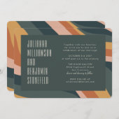 Groovy 70's aarthy Boho Abstracte stapes bruiloft Kaart (Voorkant / Achterkant)