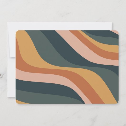 Groovy 70's aarthy Boho Abstracte stapes bruiloft Kaart (Achterkant)