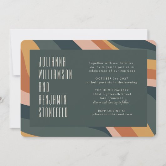 Groovy 70's aarthy Boho Abstracte stapes bruiloft Kaart (Voorkant)