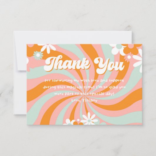 Groovy 70s Baby shower Dank u Bedankkaart (Voorkant)