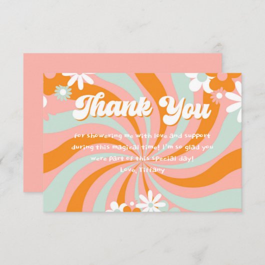 Groovy 70s Baby shower Dank u Bedankkaart (Voorkant / Achterkant)