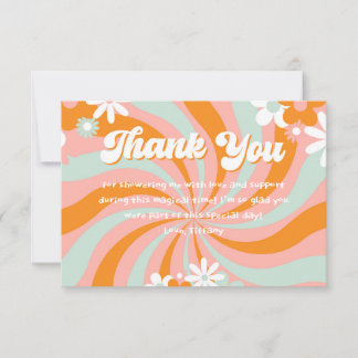 Groovy 70s Baby shower Dank u Bedankkaart