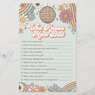 Groovy 70s baby shower spel die mam het beste kent