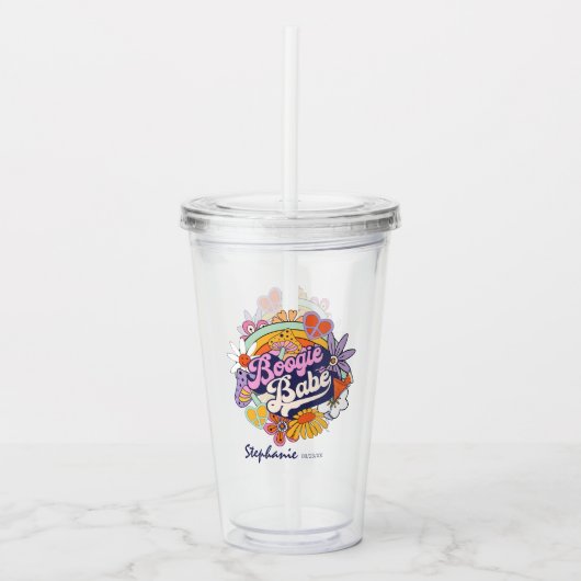 Groovy 70s Bachelorette Boogie Babe ID929 Acryl Drinkbeker (Voorkant)