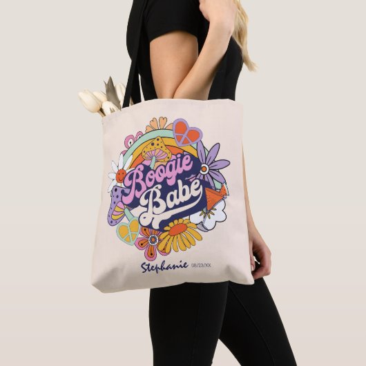Groovy 70s Bachelorette Boogie Babe ID929 Tote Bag (Dichtbij)