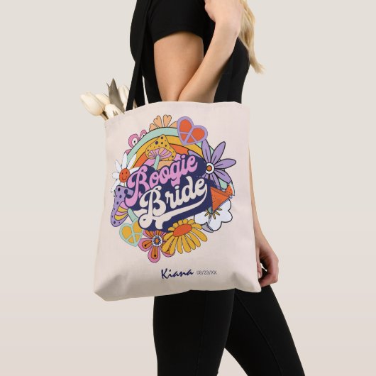 Groovy 70s Bachelorette Boogie Bruid ID929 Tote Bag (Dichtbij)