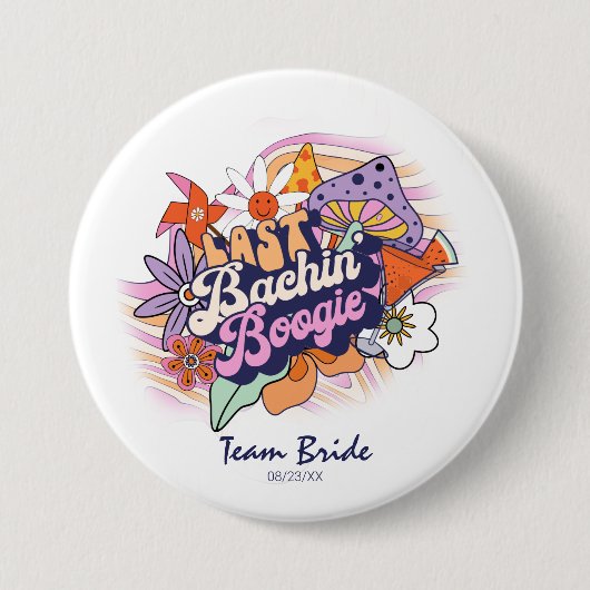 Groovy 70s Bachelorette Boogie Team Bride ID929 Ronde Button 7,6 Cm (Voorkant)
