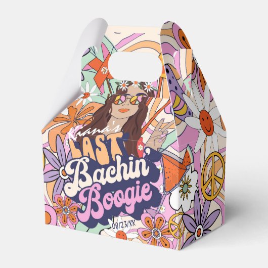 Groovy 70s Bachelorette Laatste Bachin' Boogie ID9 Bedankdoosjes (Voorkant Zijde)
