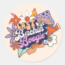Groovy 70s Bachelorette Laatste Bachin' Boogie ID9 Ronde Sticker