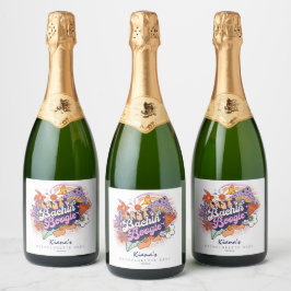 Groovy 70s Bachelorette Laatste Bachin' Boogie ID9 Sparkling Wijnetiket