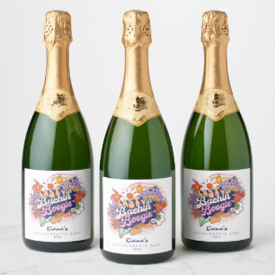 Groovy 70s Bachelorette Laatste Bachin' Boogie ID9 Sparkling Wijnetiket