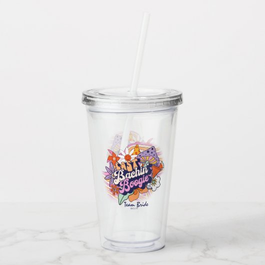 Groovy 70s Bachelorette Last Bachin' Boogie ID929 Acryl Drinkbeker (Achterkant)
