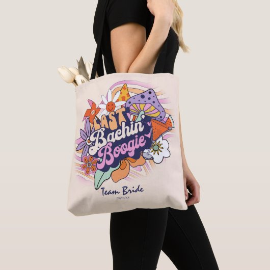 Groovy 70s Bachelorette Team Bride ID929 Tote Bag (Dichtbij)