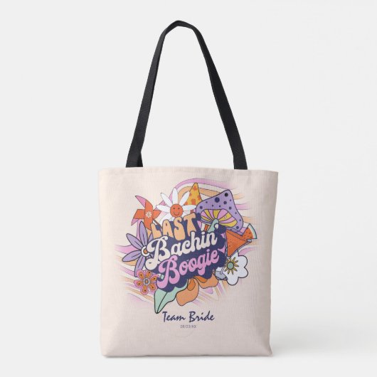 Groovy 70s Bachelorette Team Bruid ID929 Tote Bag (Achterkant)