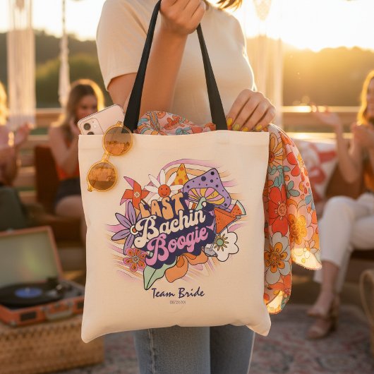 Groovy 70s Bachelorette Team Bruid ID929 Tote Bag