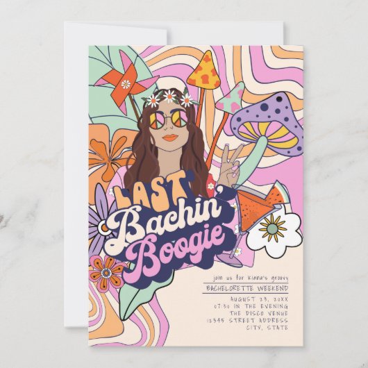 Groovy 70s Bachelorette Weekend ID929 Kaart (Voorkant)