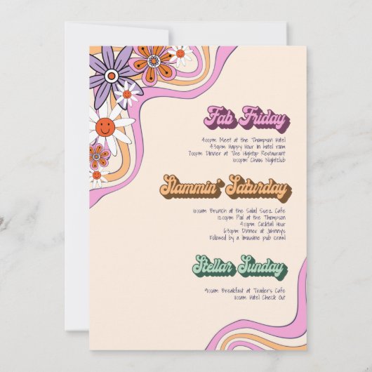 Groovy 70s Bachelorette Weekend ID929 Kaart (Achterkant)