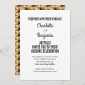 Groovy 70s Black Gold All-in-One Retro Wedding Kaart (Voorkant / Achterkant)