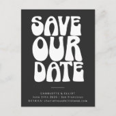 Groovy 70s Black White Simple Save the Date Briefkaart (Voorkant)