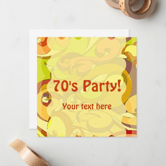 Groovy 70s Briefpapier Notitiekaartje (Voorkant / Achterkant in situ)