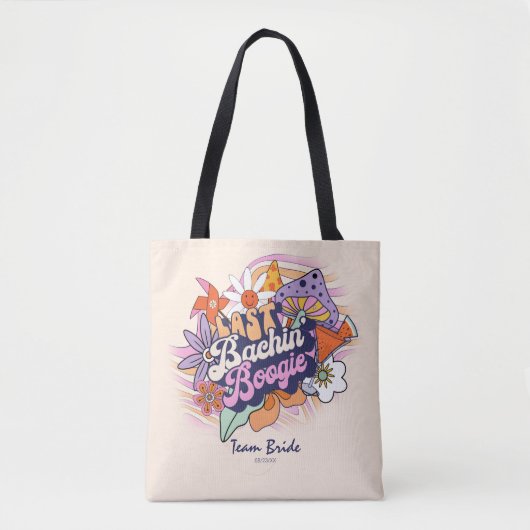Groovy 70s Bruidsfeest Team Bruid ID929 Tote Bag (Voorkant)