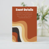 Groovy 70s Burnt Sinaasappel Boho Wedding Event De Informatiekaartje (Staand voorkant)