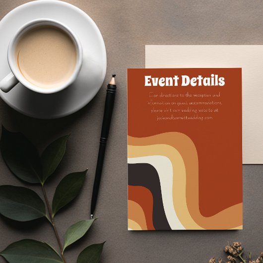 Groovy 70s Burnt Sinaasappel Boho Wedding Event De Informatiekaartje