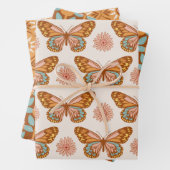 Groovy 70's Butterflies, Flowers en Geometric Inpakpapier Vel (In situ)