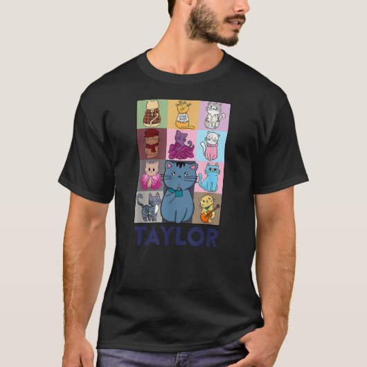 Groovy 70's Cat Taylor Personalized Name I Love Ta T-shirt (Voorkant)