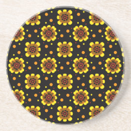Groovy 70s Daisy Flower Power Pattern Zandsteen Onderzetter