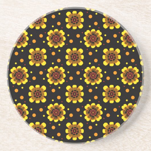 Groovy 70s Daisy Flower Power Pattern Zandsteen Onderzetter (Voorkant)