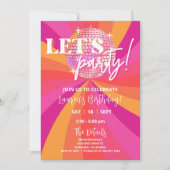 Groovy 70s Disco Birthday Party Invitation, SARA Kaart (Voorkant)