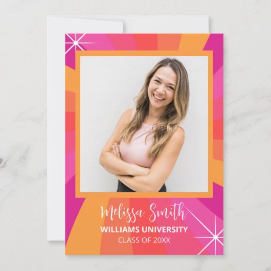 Groovy 70s Disco Graduation Party Invitation, SARA Kaart (Achterkant)